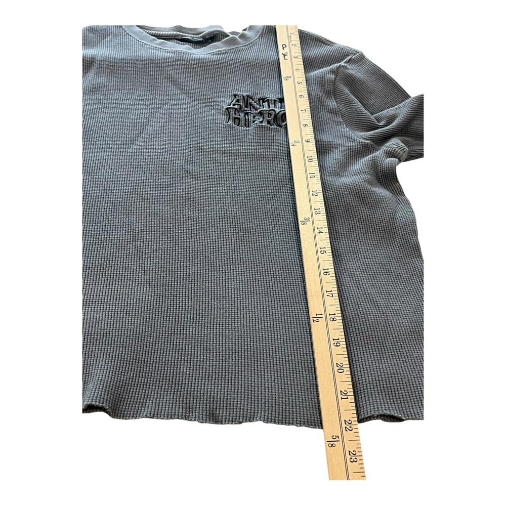 Anti Hero Black Hero Outline Waffle Knit Crewneck Long Sleeve T Shirt Small (nt) - Picture 6 of 9